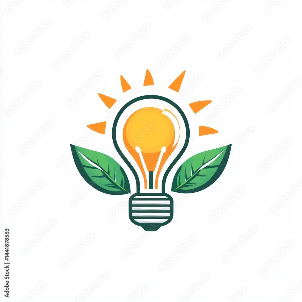Eco-friendly Lightbulb Logo, Sustainable Energy Symbol Eco-friendly Lightbulb Logo, Sustainable Energy Symbol