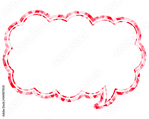 ステンドグラス風吹き出し　三角形模様　細長い雲形