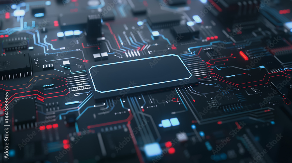 Innovation at its Core: An intricately detailed circuit board pulses with digital activity, its complex pathways and microchips symbolizing the heart of modern technology and the future. Innovation at its Core: An intricately detailed circuit board pulses with digital activity, its complex pathways and microchips symbolizing the heart of modern technology and the future.