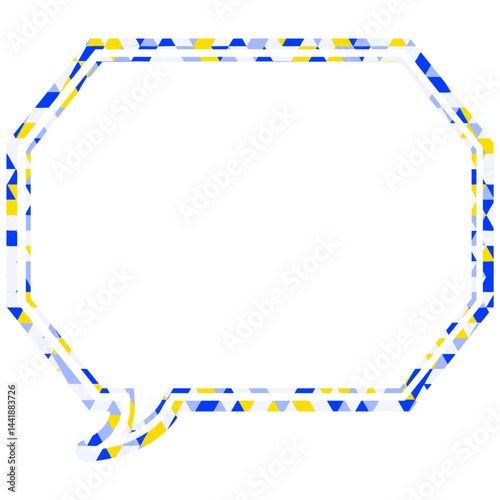 ステンドグラス風吹き出し　三角形模様　角のある八角形