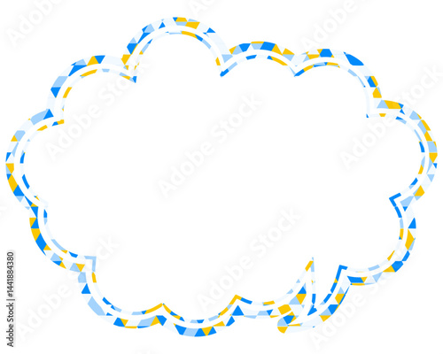 ステンドグラス風吹き出し　三角形模様　丸みのある雲形