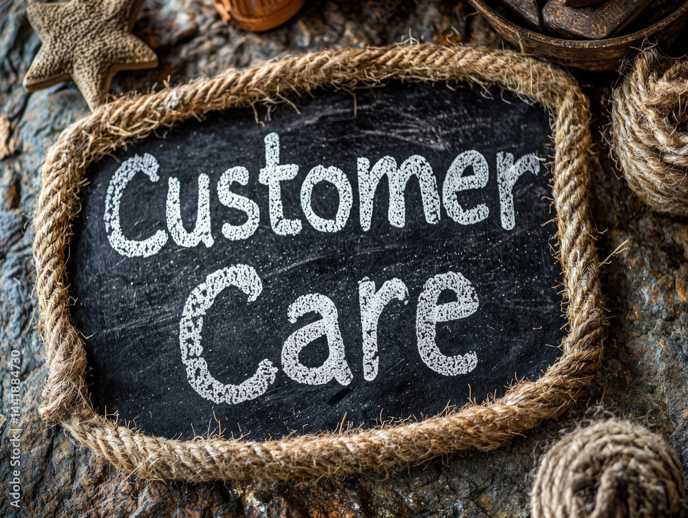 Customer Care text written on the blackboard