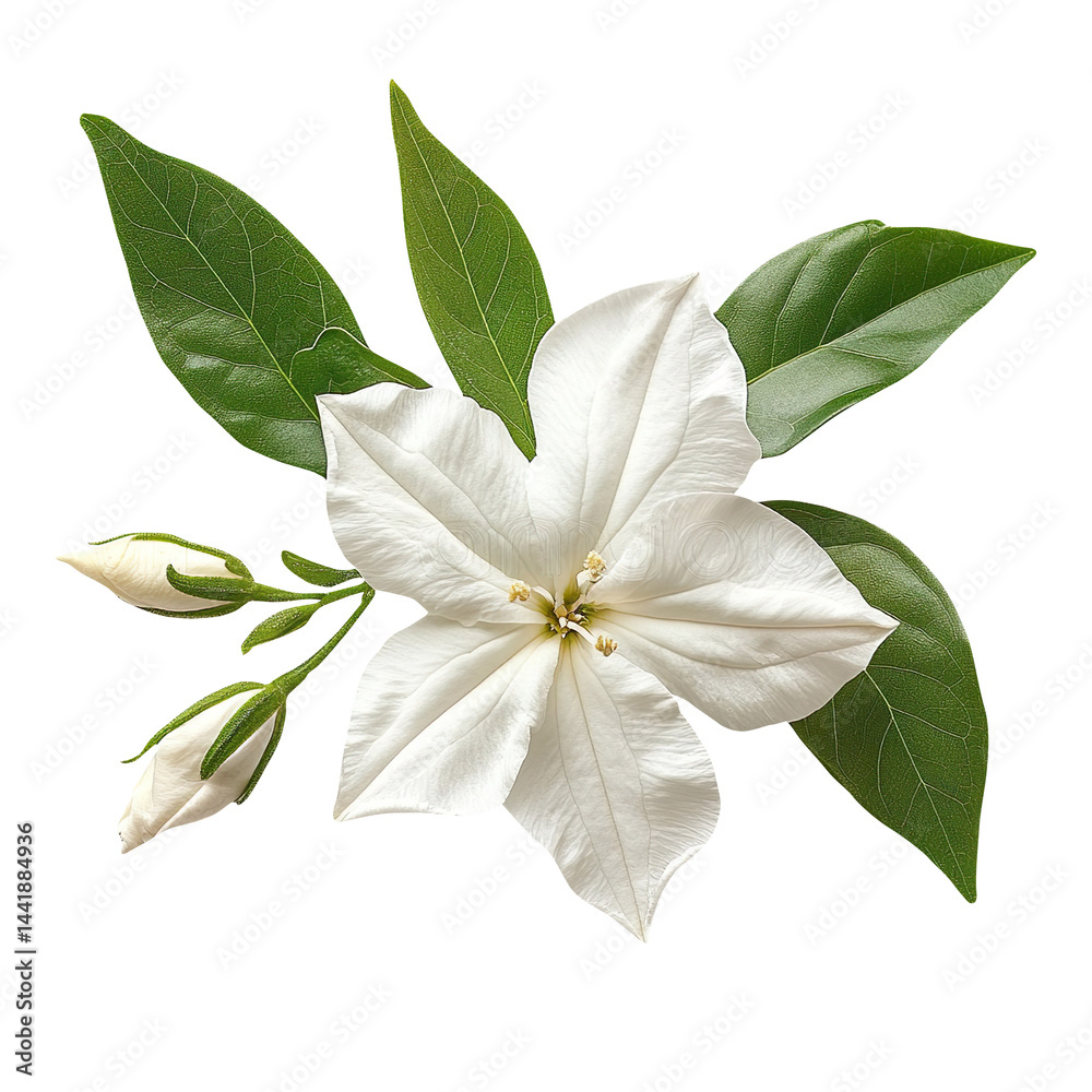 Cape Jasmine flower,isolated on a white background Stock Photo | Adobe ...