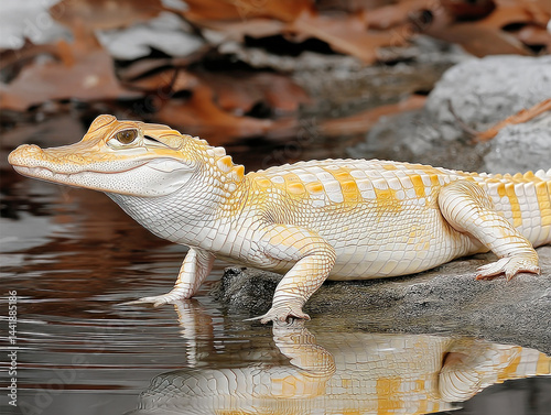 Obraz na płótnie A captivating image of an albino alligator in its habitat w salonie