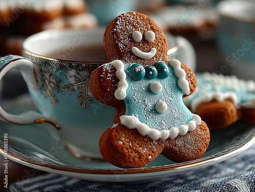 Obraz na płótnie A classic gingerbread man cookie with icing decorations w salonie