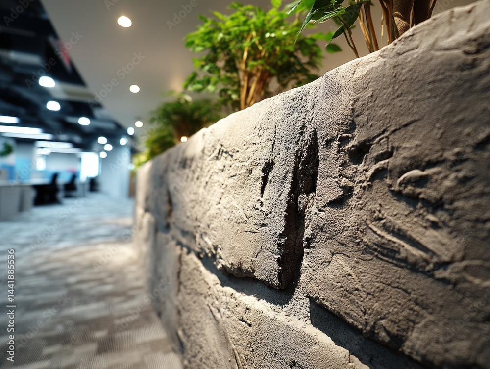 A close-up of a textured cubicle wall in an office setting