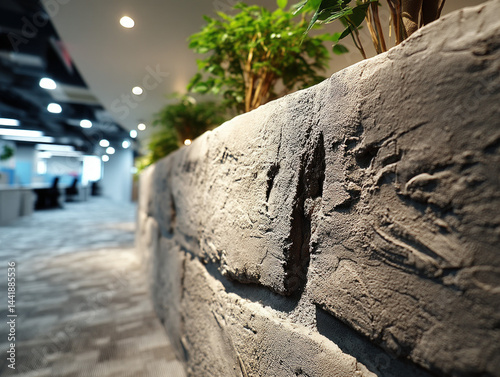 A close-up of a textured cubicle wall in an office setting
