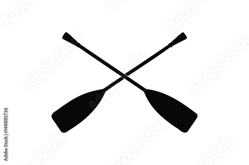 A Two boat paddles silhouette on a white background