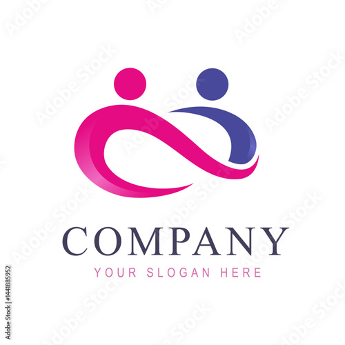 Infinity People Connection Logo Design concept vector