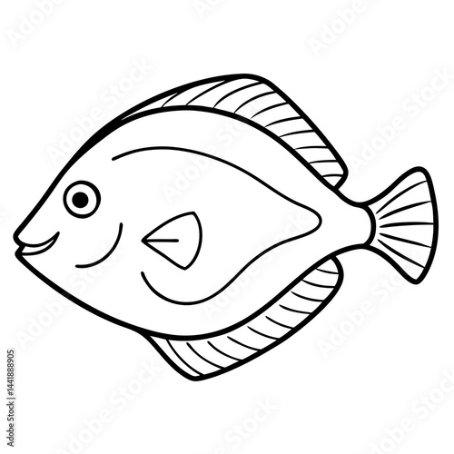 Streamlined Flounder One-Line Vector Art
