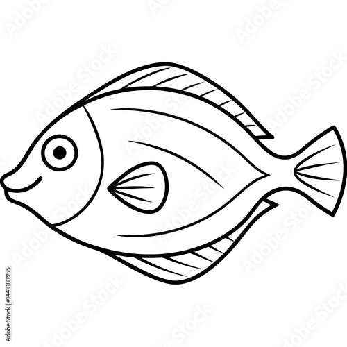 Streamlined Flounder One-Line Vector Art