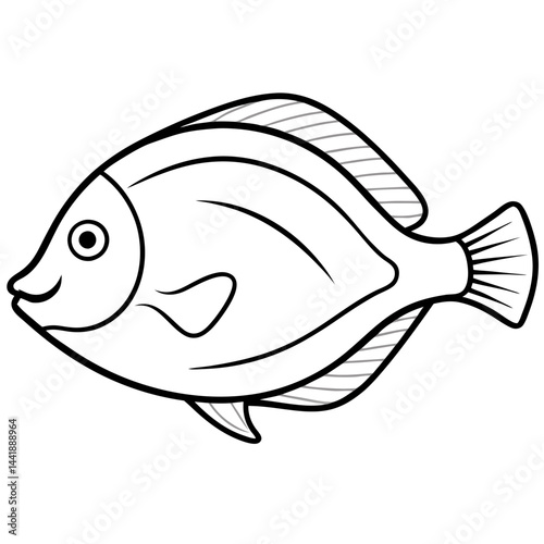 Streamlined Flounder One-Line Vector Art