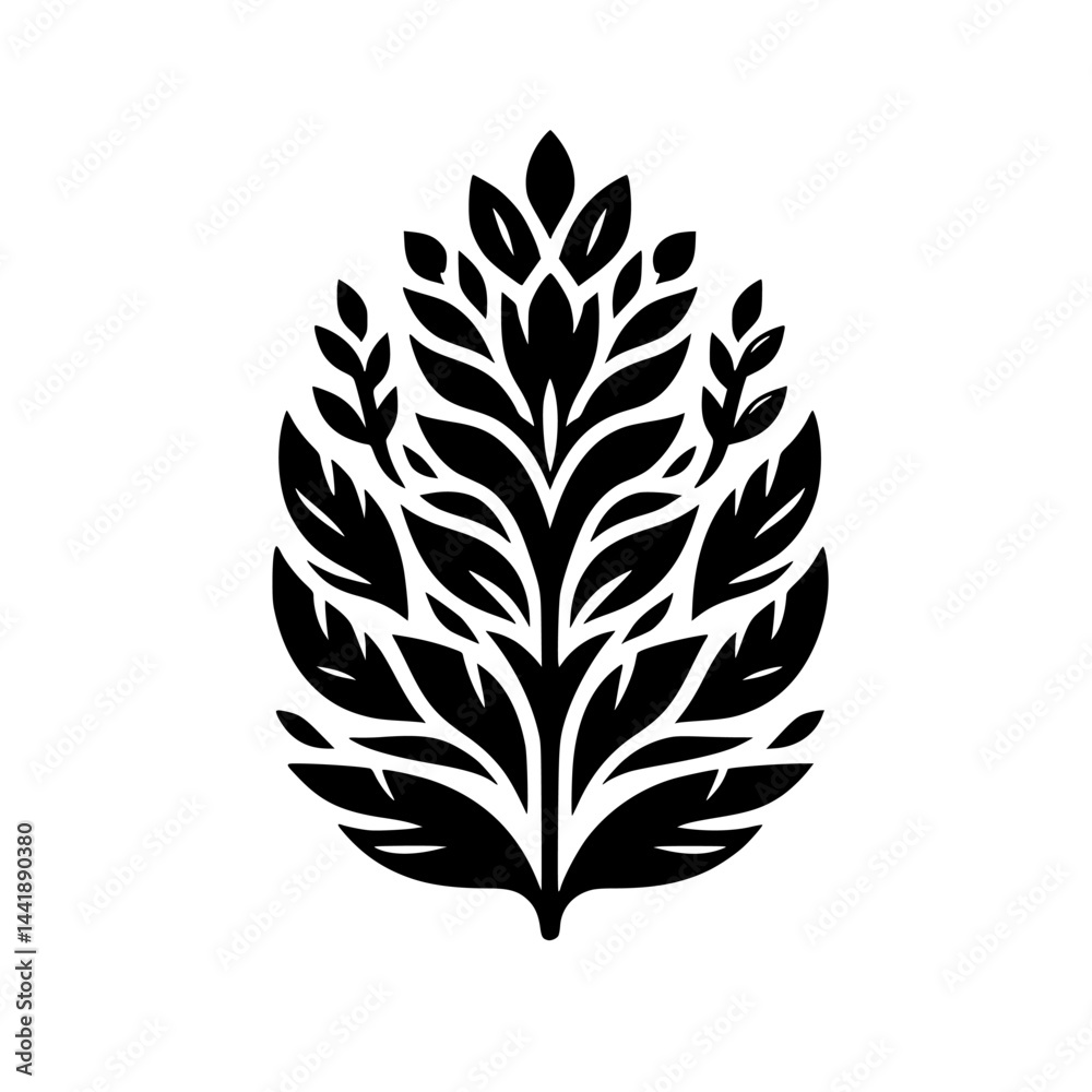 Obraz premium Elegant Black and White Leafy Crest Design