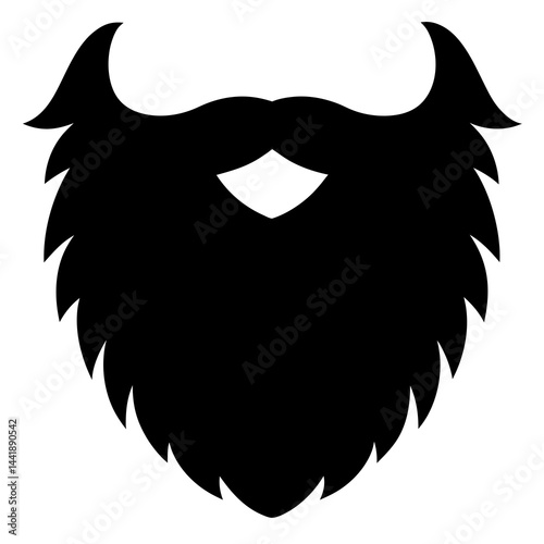 Bold and clean silhouette of a stylized beard and mustache