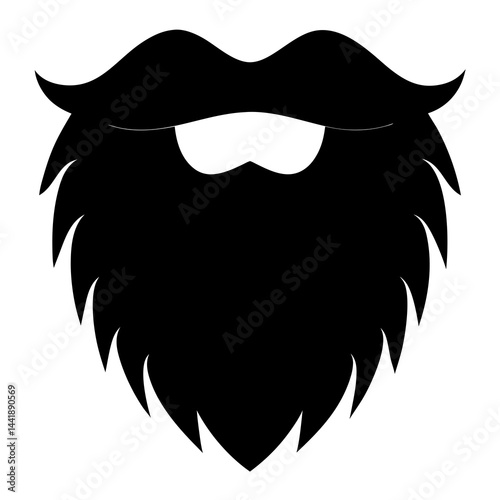 Bold and clean silhouette of a stylized beard and mustache