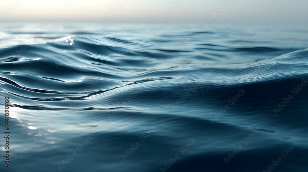 Obraz premium Close-up of gentle ocean waves with soft reflections on calm blue water