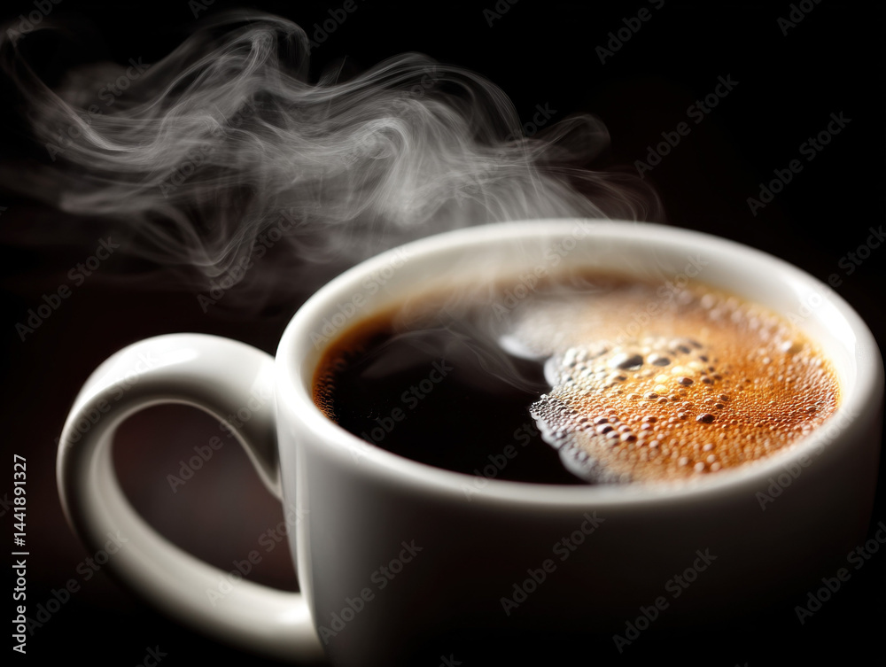 An isolated image of coffee steam rising from a freshly brewed cup