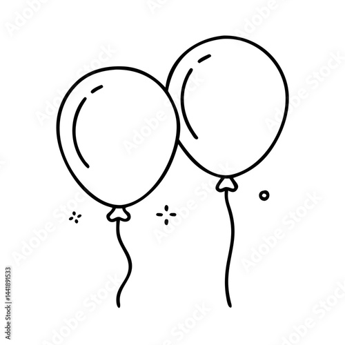 black and blue balloons icon, black and blue balloons line art - simple line art of black and blue balloons, perfect for black and blue balloons logos and icons
