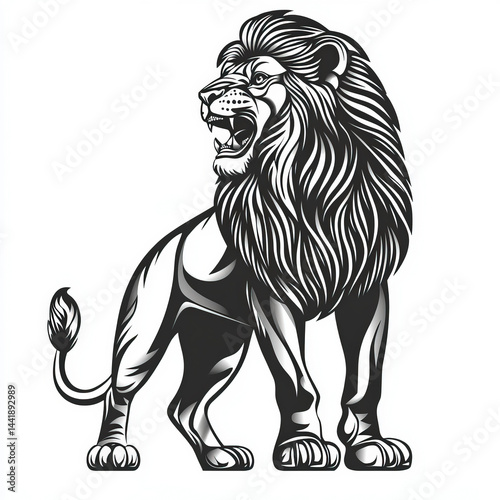 lion silhouette , black and...