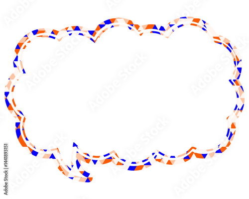 ステンドグラス風吹き出し　三角形模様　細長い雲形