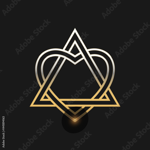 Triangle heart adoption symbol outline icon template