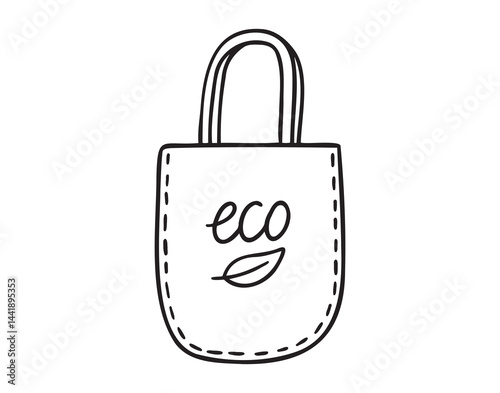 eco bag or shopper icon doodle hand drawn. Outline eco bag line drawing clipart symbol
