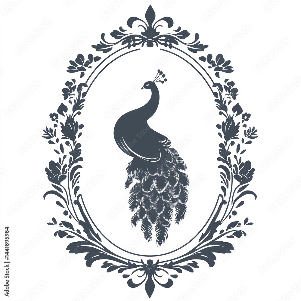 Fototapeta premium Peacock in Ornate Frame