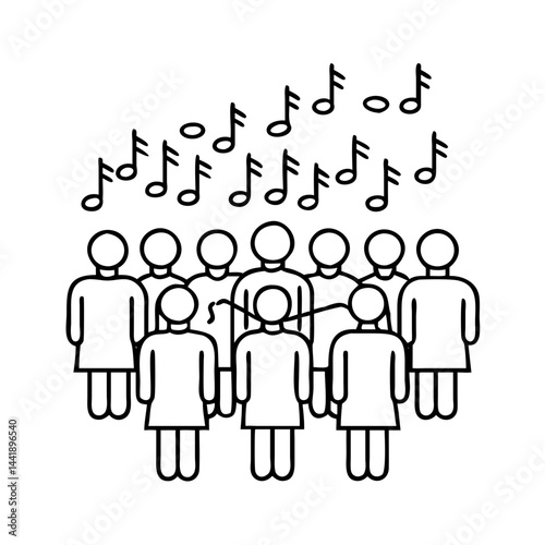 gospel choir icon, gospel choir line art - simple line art of gospel choir, perfect for gospel choir logos and icons