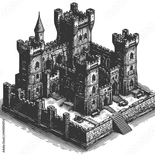Intriguing medieval castle ruins emphasizing artistic textures, architectural decay, and historical allure perfect for educational projects.