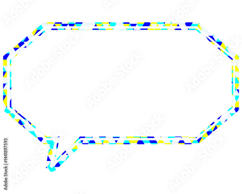 ステンドグラス風吹き出し　三角形模様　細長い八角形