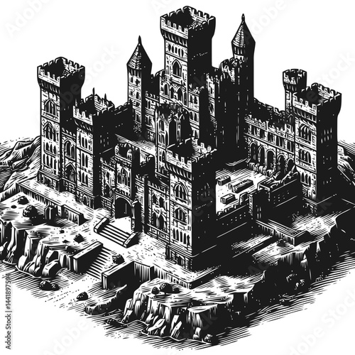 Engaging medieval castle ruins showcasing rich textures, architectural decay, and a unique artistic perspective for creative storytelling needs.