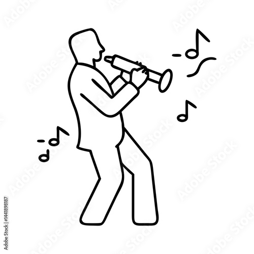 jazz musician silhouette icon, jazz musician silhouette line art - simple line art of jazz musician silhouette, perfect for jazz musician silhouette logos and icons