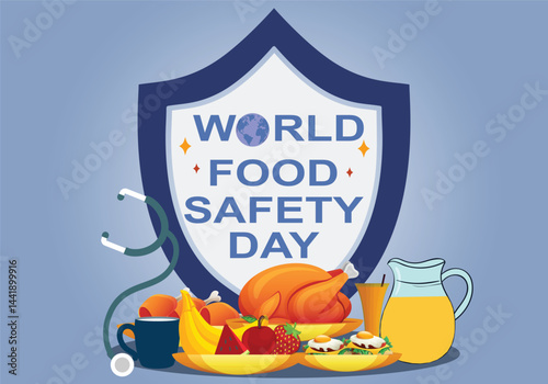 World Food Safety Day concept. world food safe day Vector Illustrator graphic resource design artwork with light backgrounds.