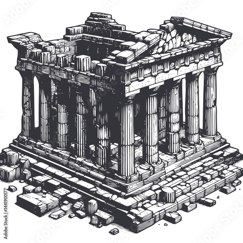 Ruins of an ancient Greek temple with iconic weathered columns reflecting the grandeur and legacy of classical antiquity.