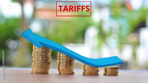 Import tariffs increase with arrow sign. Arrow up. coin money.
