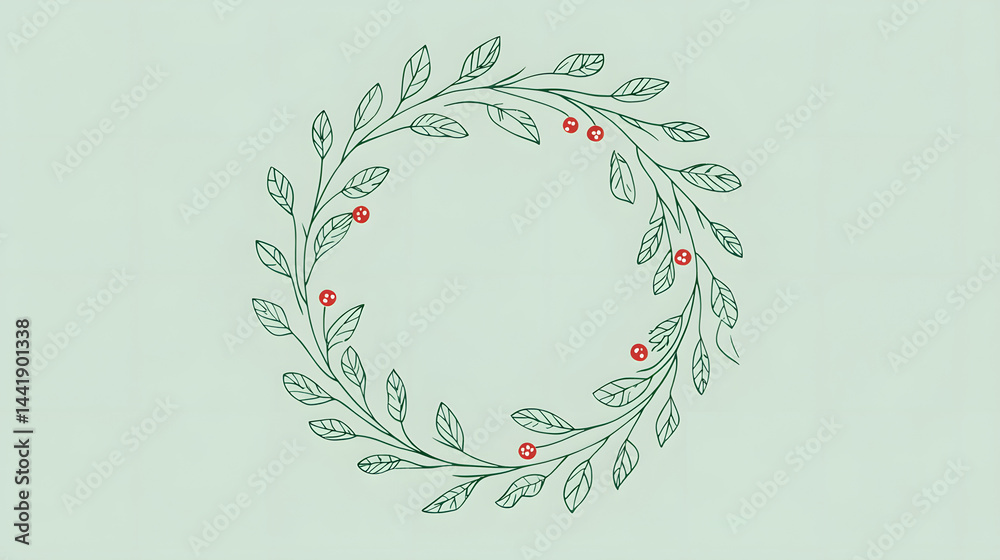 Obraz premium vector, frame, pattern, flower, leaf, floral, illustration, decoration, nature, design, plant, seamless, art, tree, wallpaper, green, branch, spring, wreath, christmas, card, backdrop, border, ornamen