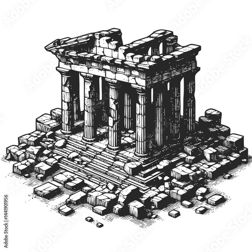 Crumbling Greek temple ruins with weathered columns and historical essence capturing the legacy of ancient architecture.