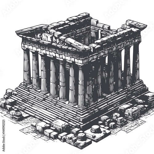 Historical beauty of ancient Greek temple ruins featuring intricate columns and weathered stones that embody classical antiquity.