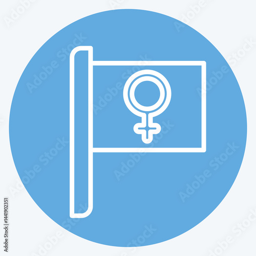 Icon Women Flag. related to Feminism symbol. blue eyes style. design editable