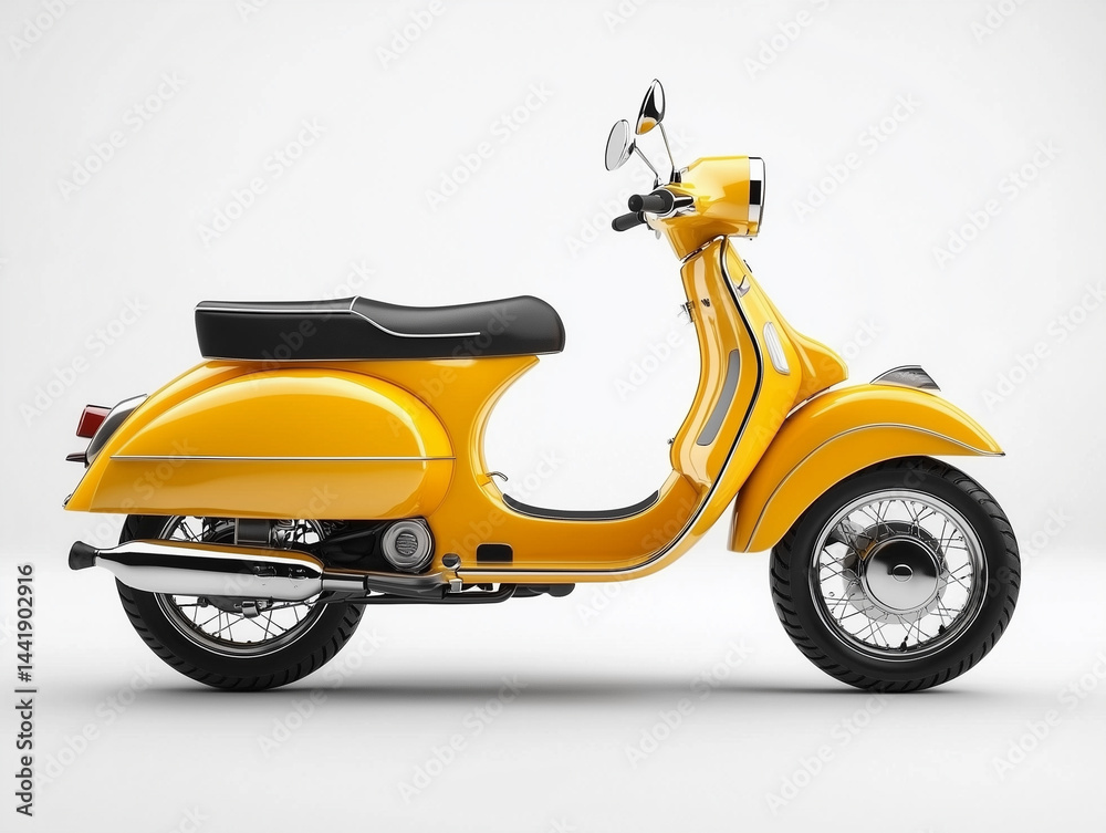 hyperrealistic image yellow moped on a white background hyperrealistic image yellow moped on a white background
