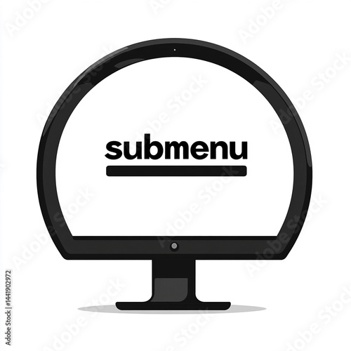 Stylized computer display showcasing submenu feature for interface design photo