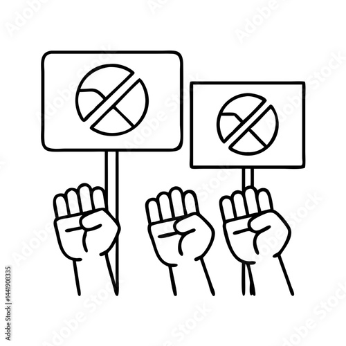 racial equality protest sign icon, racial equality protest sign line art - simple line art of racial equality protest sign, perfect for racial equality protest sign logos and icons