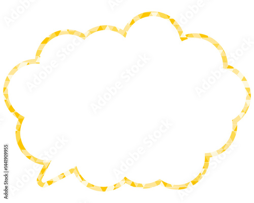 ステンドグラス風吹き出し　三角形模様　丸みのある雲形