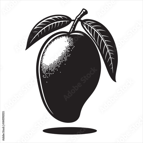 A mango fruit  Silhouette Vector Art, and Graphic, vector black colour silhouette  