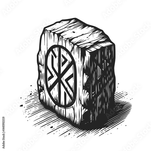 A beautifully weathered Viking runestone, adorned with ancient symbols, an emblem of Norse history and tradition