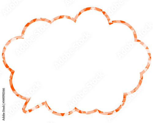 ステンドグラス風吹き出し　三角形模様　丸みのある雲形