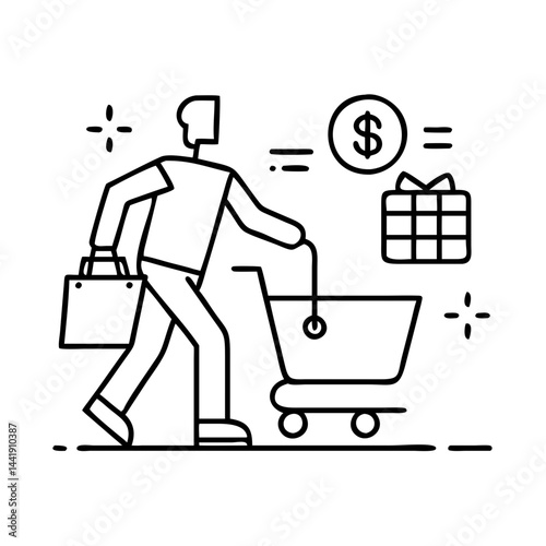 shopping spree icon, shopping spree line art - simple line art of shopping spree, perfect for shopping spree logos and icons