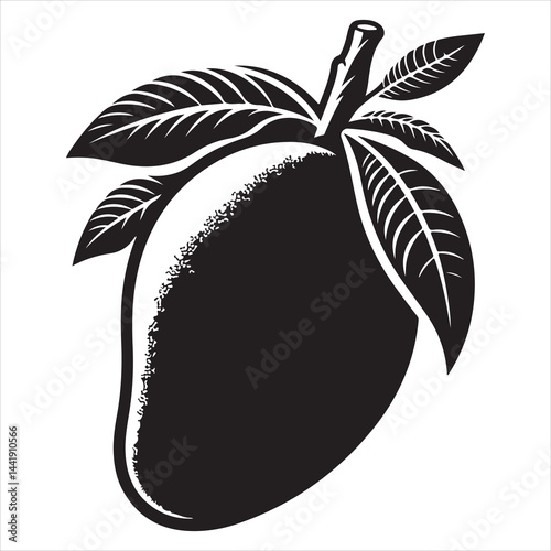 A mango fruit  Silhouette Vector Art, and Graphic, vector black colour silhouette  