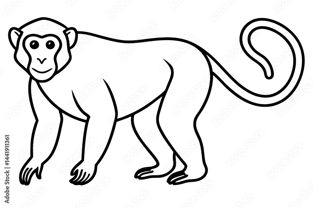 Obraz premium Elegant Proboscis Monkey Line Art