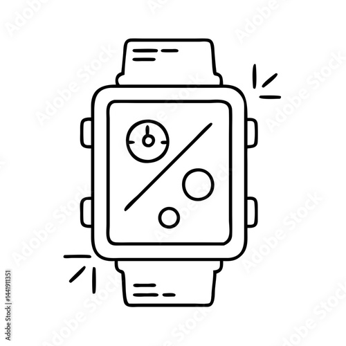 smartwatch with discounts icon, smartwatch with discounts line art - simple line art of smartwatch with discounts, perfect for smartwatch with discounts logos and icons